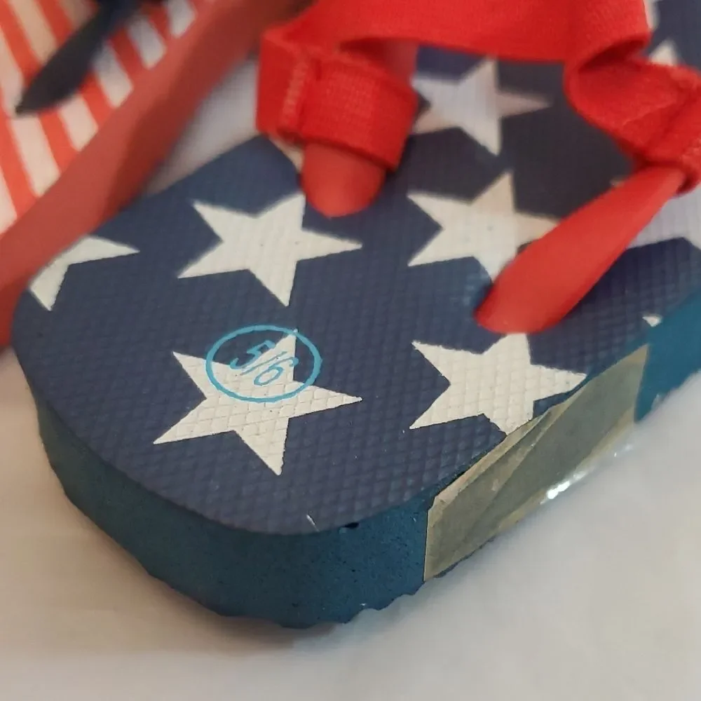 Size 5/6 Patriotic Kids Flip Flops with Stars and Stripes